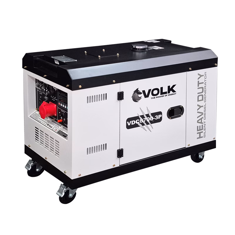 Planta eléctrica diésel trifásica VOLK VDC8700-3P 8.12 kVA cabinada insonorizada.