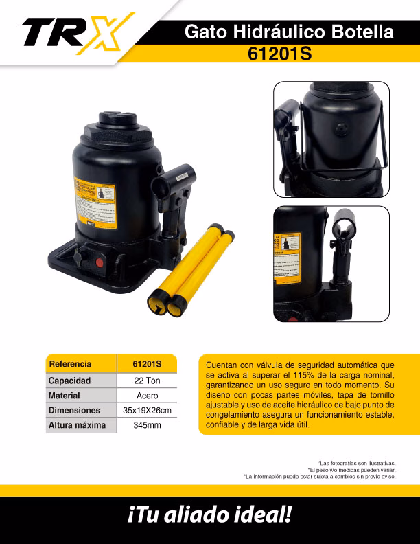 Gato Hidráulico Botella 22 Toneladas TRX 61201S 1 61201S ft