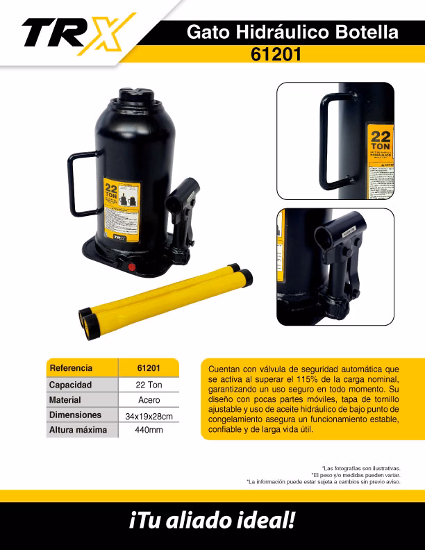 Gato Hidráulico Botella 22 Toneladas TRX 61201 1 61201 ft